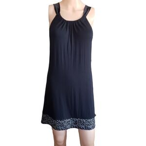 Express Black Haltered Metallic Embroidered Hemline Shift Dress Sz S NWT